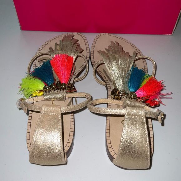 Lilly Pulitzer NWT Zoe Sandals Gold Metallic Size 7, 9.5 M - Picture 13 of 16